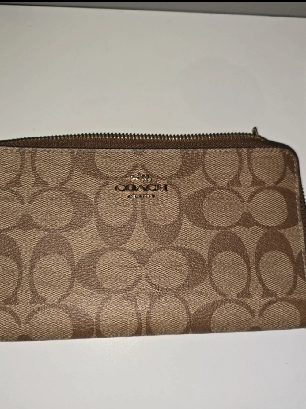 Coach Brown Signature Zip Wallet